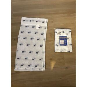 NEW 4 Sheer Curtains Voile Embroidered Pom Pom Voile Sheers 27 x 24”